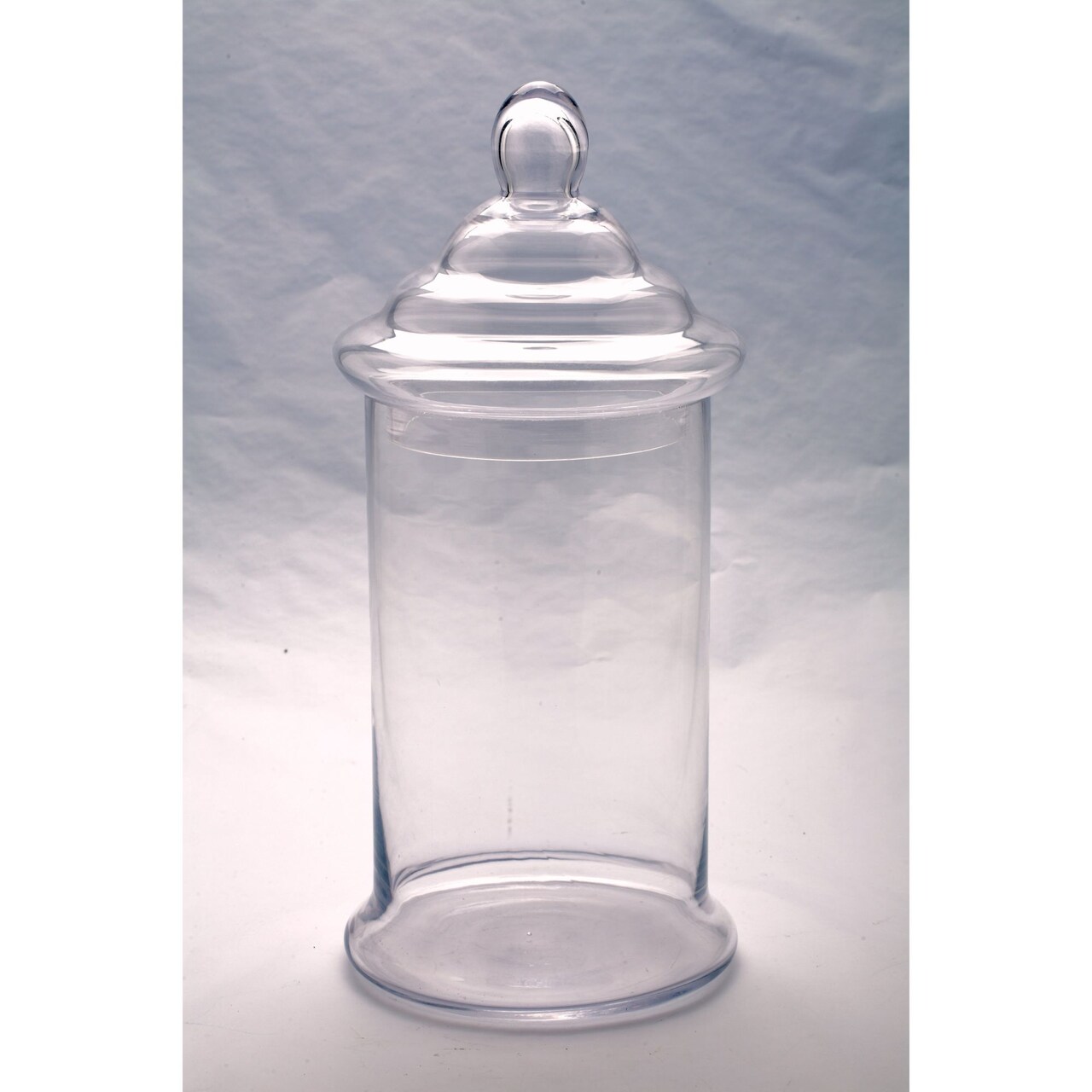 Contemporary Home Living Cylindrical Hand-Blown Glass Jar with Lid - 16.5" - Clear